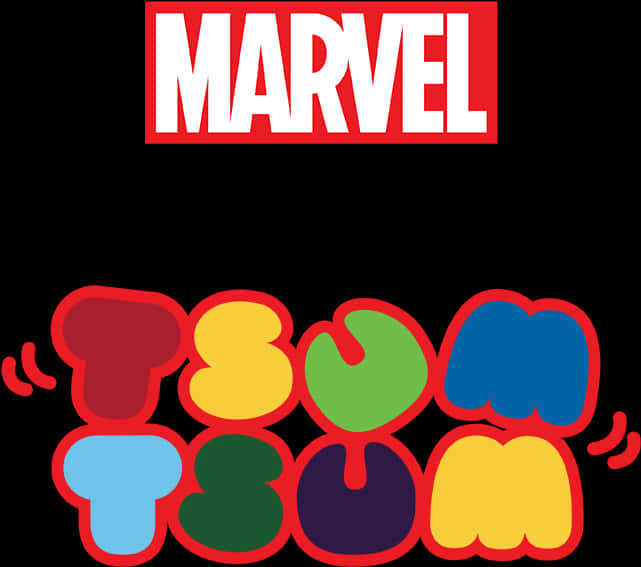漫威 桌布 壁紙 — 大膽多彩的Marvel Tsum Tsum標誌，圓形字母，黑色背景。