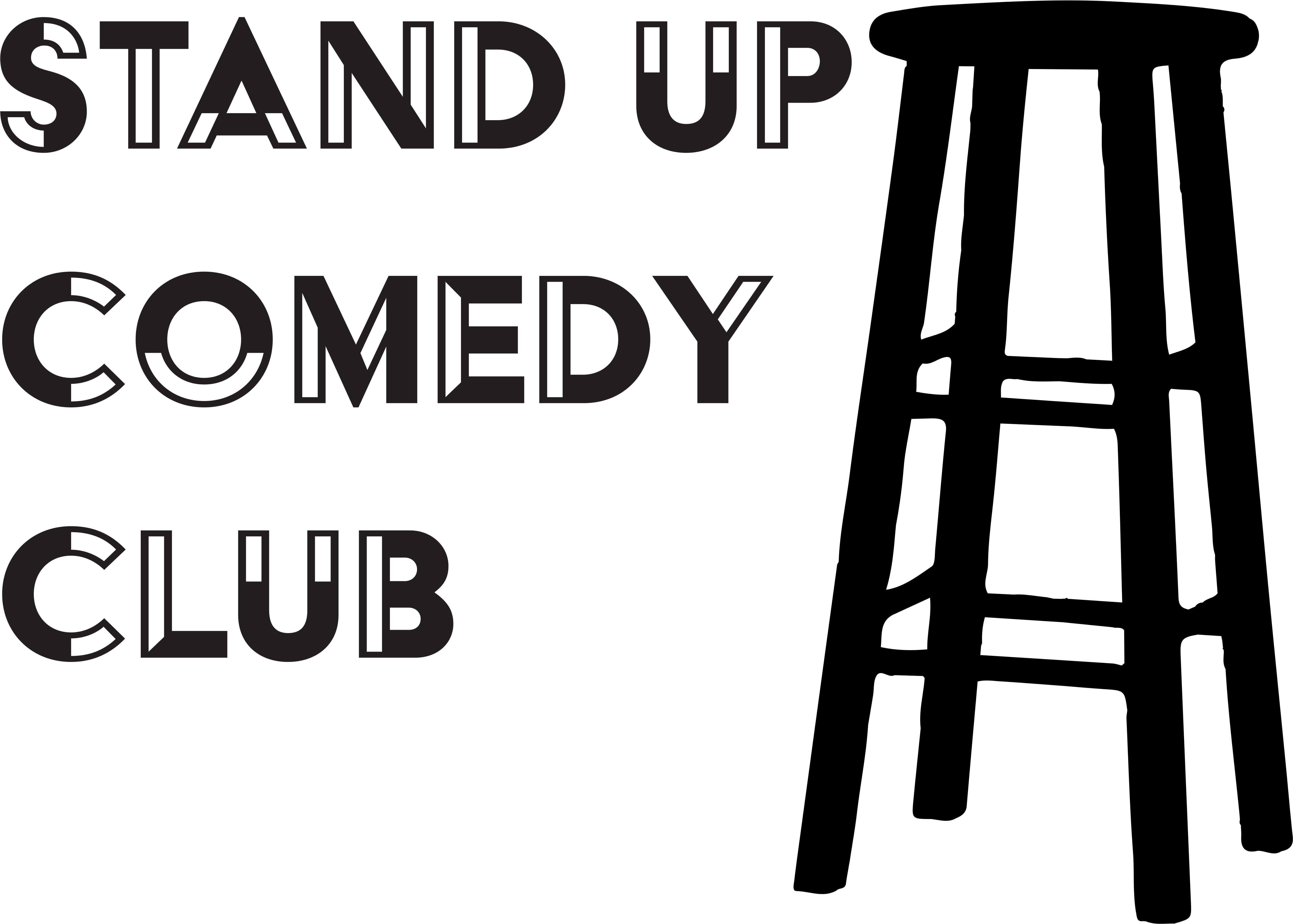 標誌 桌布 壁紙 — 大膽極簡文字在純黑背景上以深灰色顯示「stand up comedy club」。