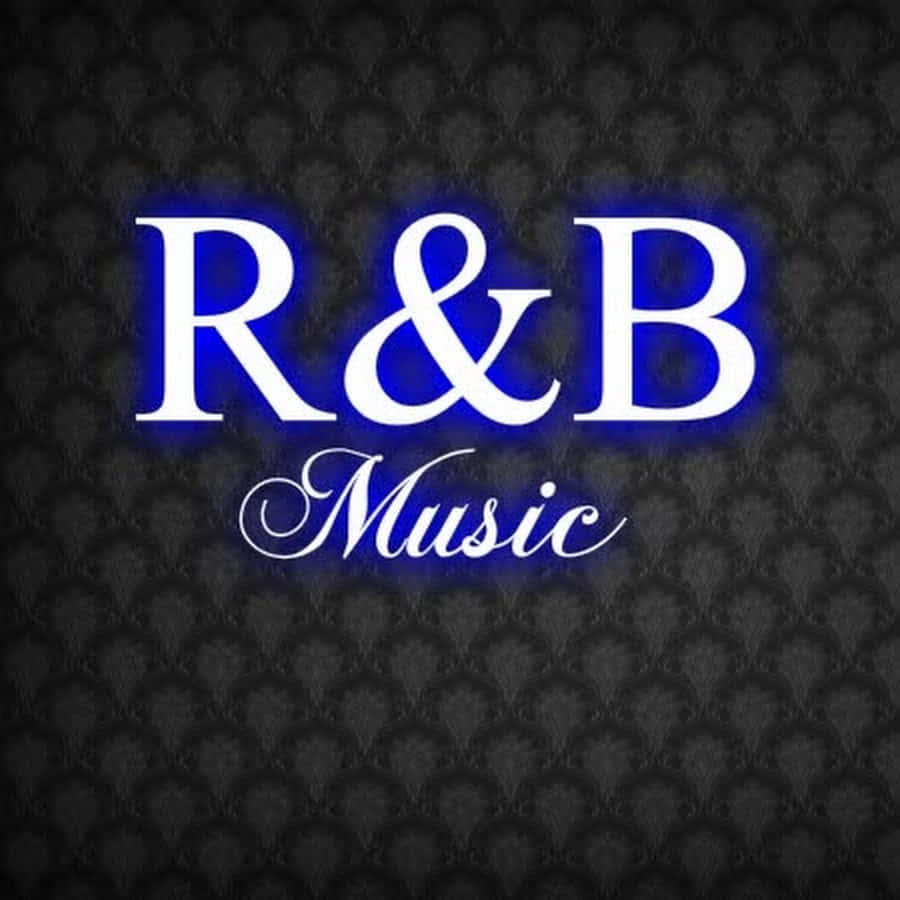 R 桌布 壁紙 — 大膽發光的藍色 R&B Music 文字在深色紋理壁紙背景上閃耀。