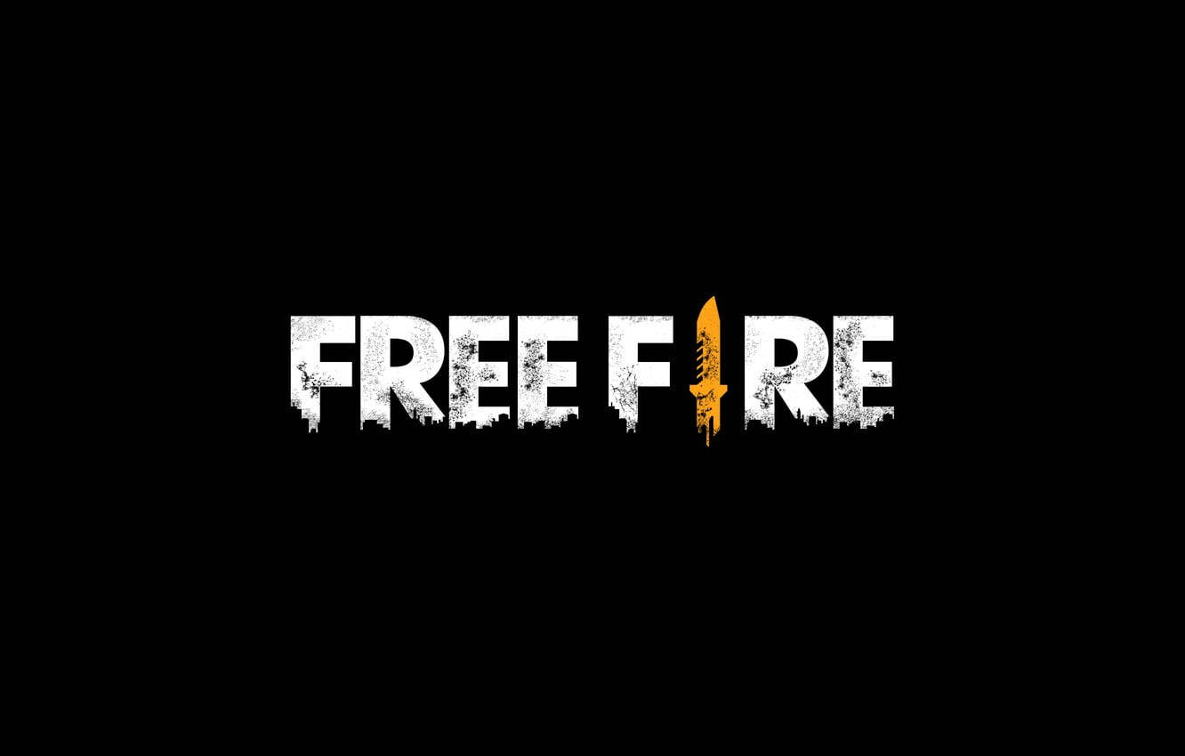 Garena 桌布 壁紙 — 大膽白色 'FREE FIRE' 文字，以滴落的橙色刀取代 'I'，襯托在純黑背景上。