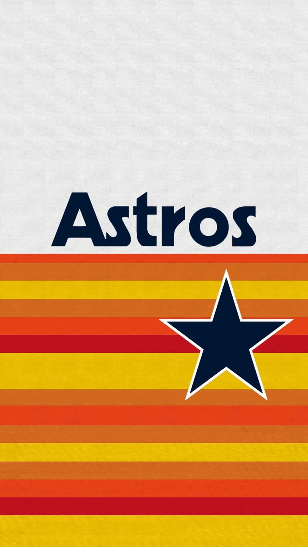 Astros 桌布 壁紙 — 大膽的 Astros 標誌，在充滿活力的橙黃色條紋上帶有海軍藍星星，背景為紋理白色。