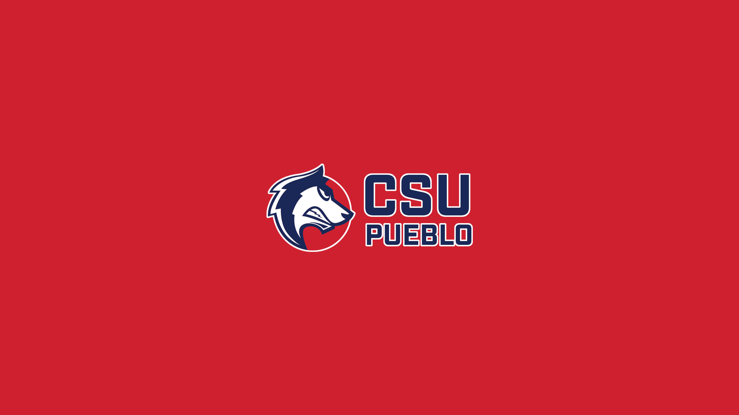 標誌 桌布 壁紙 — 大膽的 CSU Pueblo 標誌，狼頭吉祥物居中於純紅色背景上。