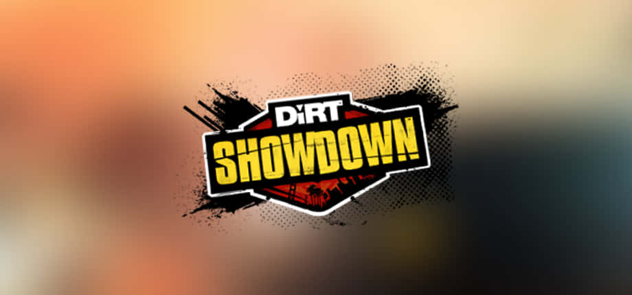 Best Dirt Showdown 桌布 壁紙 — 大膽的「Dirt Showdown」標誌，採用黃色文字和黑色潑濺設計，背景為漸層色。