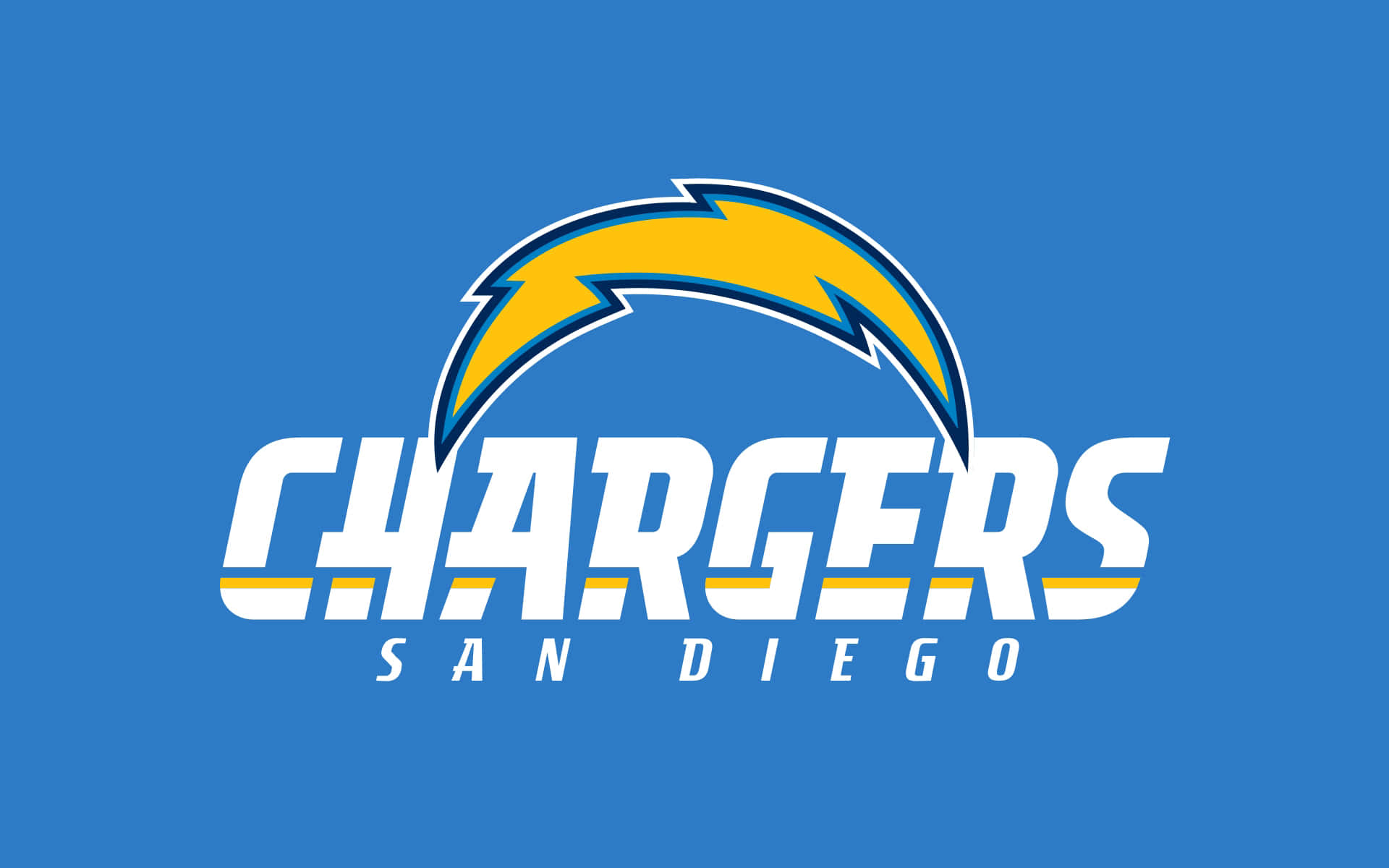 桌布 壁紙 — 大膽的 San Diego Chargers 標誌，黃色閃電在純藍色背景上。