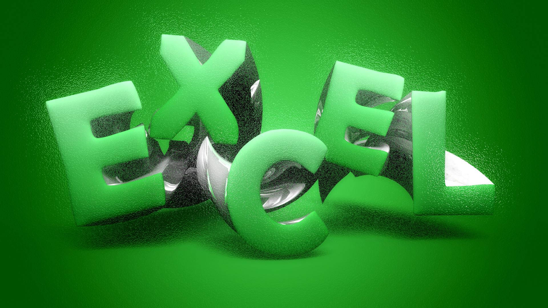 綠色背景上帶有金屬反射的綠色3D Excel文字。 — Microsoft 壁紙