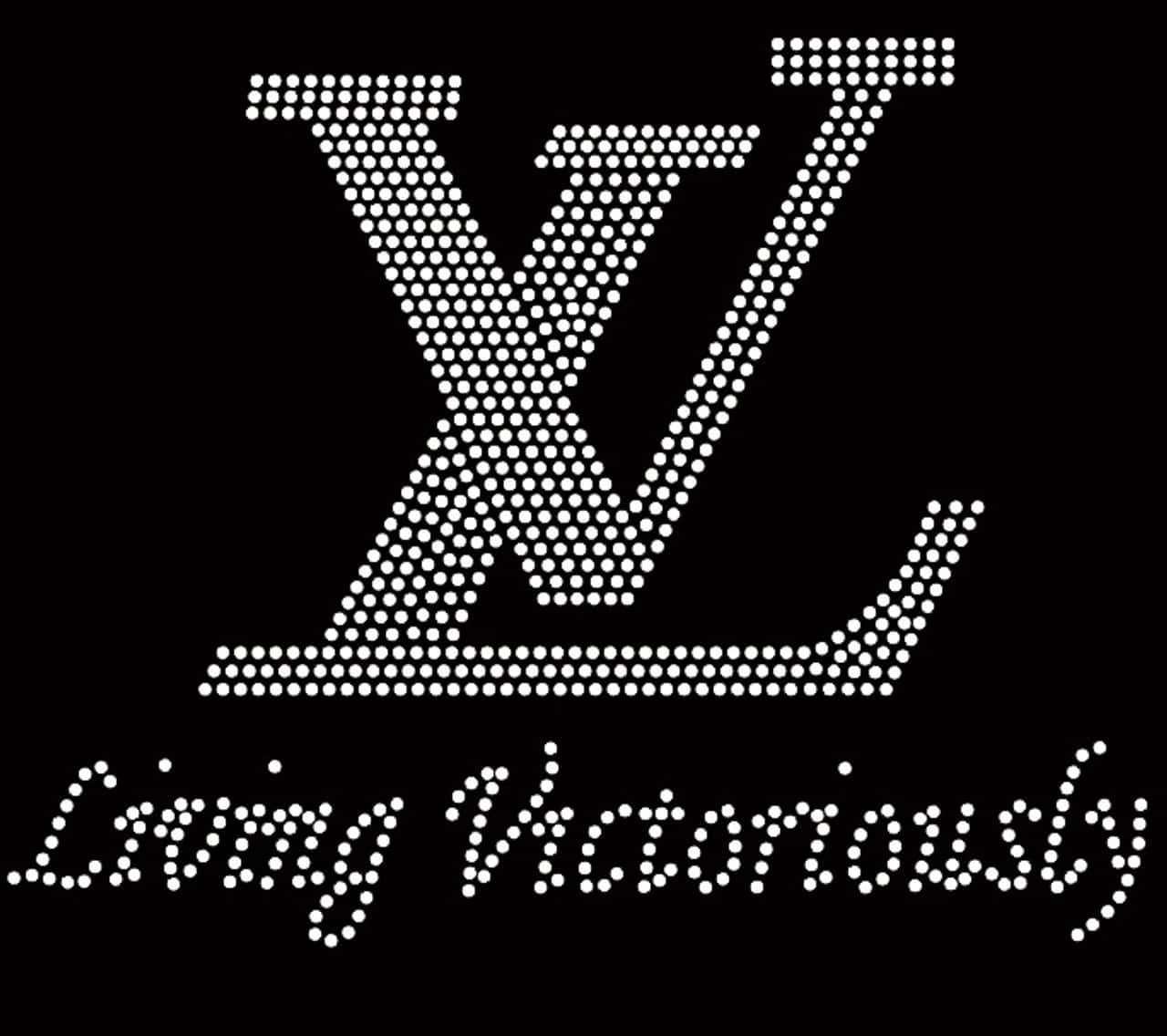 黑色背景上以白點組成的LV標誌和「Living Victoriously」字句 — Valorant Logo 壁紙