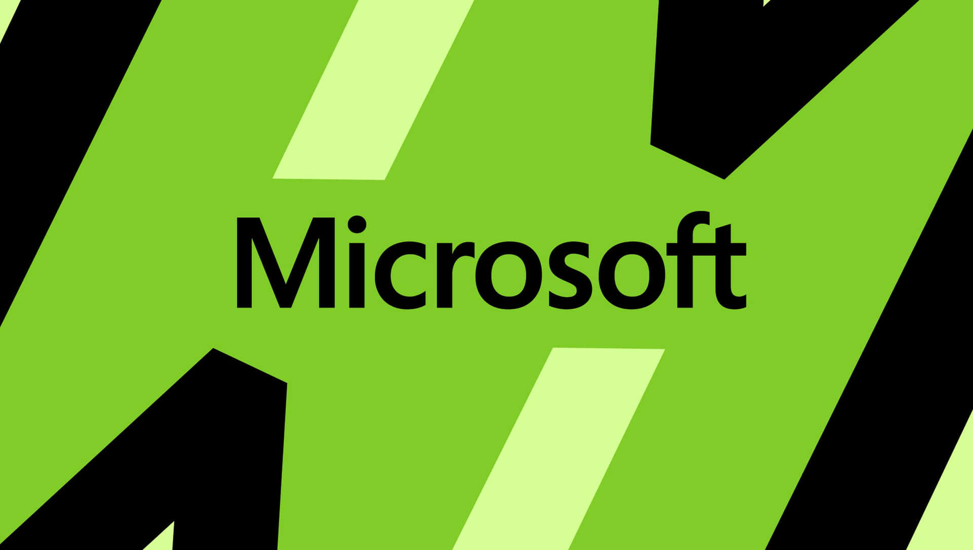 Microsoft標誌在綠色和黑色幾何背景上 — Microsoft 壁紙