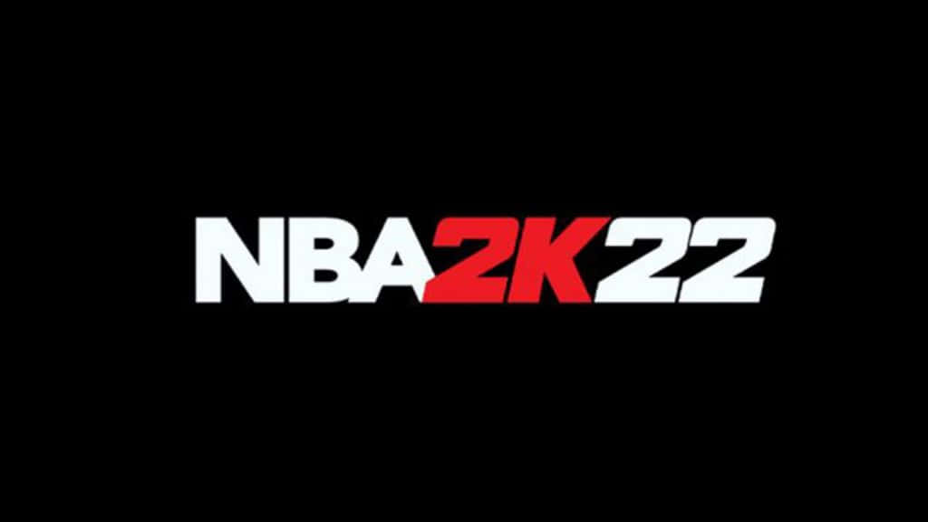 NBA 2k22 桌布 壁紙 — 大膽的NBA 2K22標誌，以白色和紅色為中心，置於純黑色背景上。