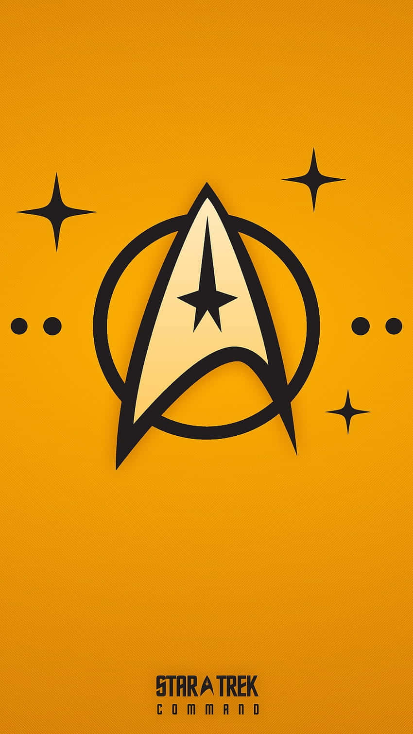 Star Trek Command標誌在橙色背景上，帶有星星和圓點。 — 星際爭霸戰 GIF 壁紙