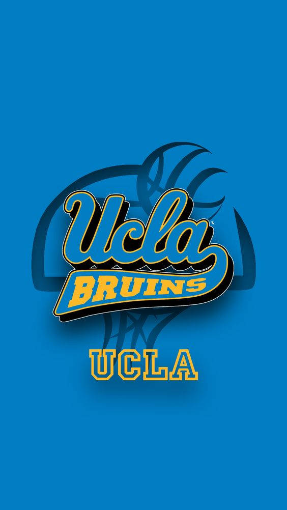 藍色 桌布 壁紙 — 大膽的UCLA Bruins標誌，籃球剪影在純藍色背景上。