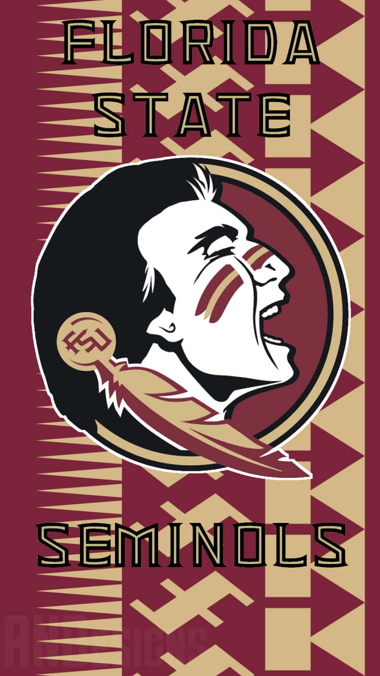 Fsu 桌布 壁紙 — 大膽的佛羅里達州立塞米諾爾人標誌，帶有部落圖案和栗色金色配色。