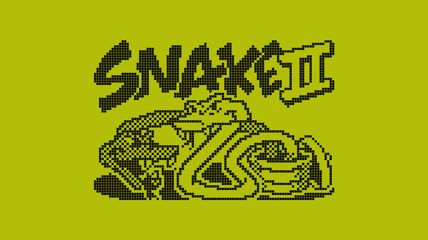 Retro Game 桌布 壁紙 — 大膽的像素化蛇標誌，帶有「SNAKE II」文字，背景為充滿活力的萊姆綠色。