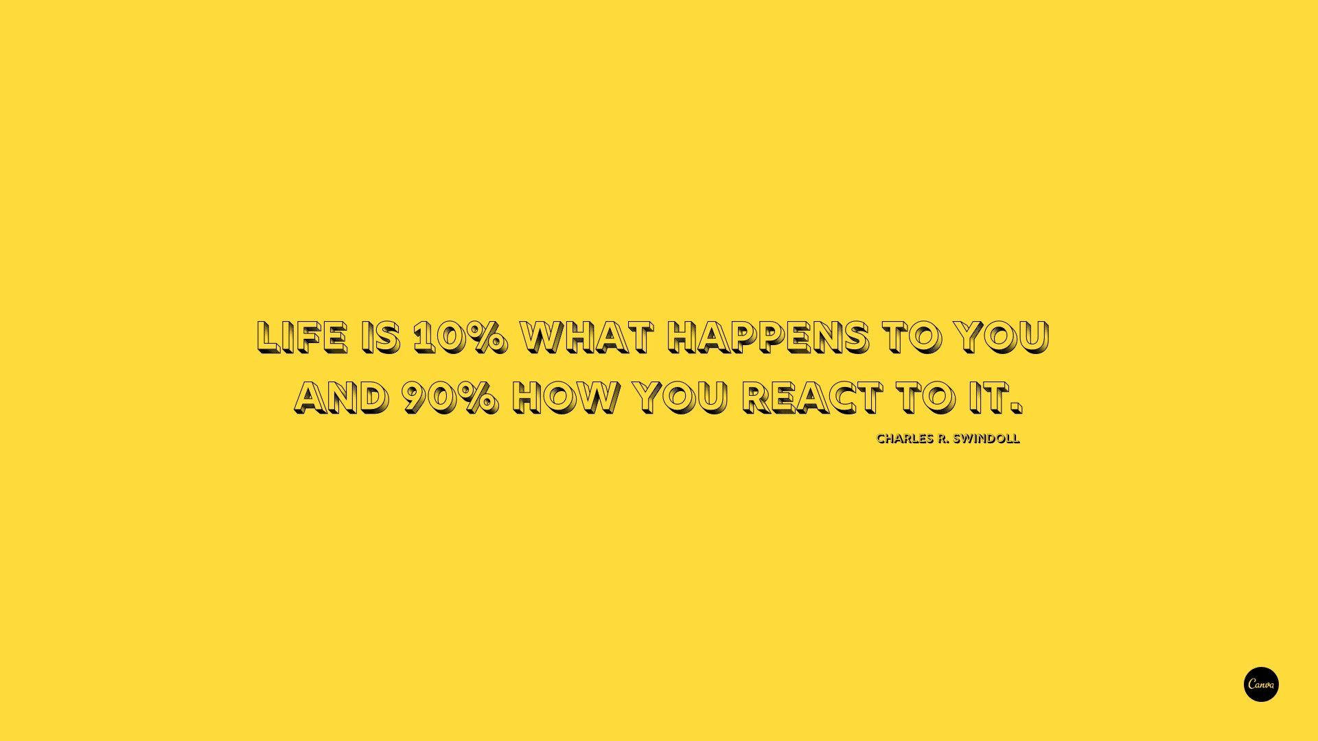 Motivational Quotes 桌布 壁紙 — 大膽的勵志名言，以黑色3D風格文字居中在純亮黃色背景上。
