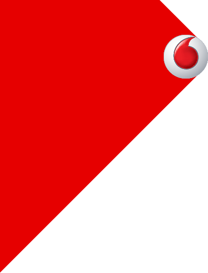 Vodafone 桌布 壁紙 — 大膽的圖形設計，帶有紅色對角分割、黑白區域，角落有光澤的Vodafone標誌。