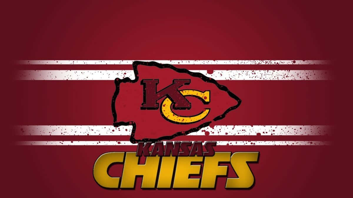 Kansas City Chiefs 桌布 壁紙 — 大膽的堪薩斯酋長標誌，在深紅色背景上帶有磨損的白色條紋。