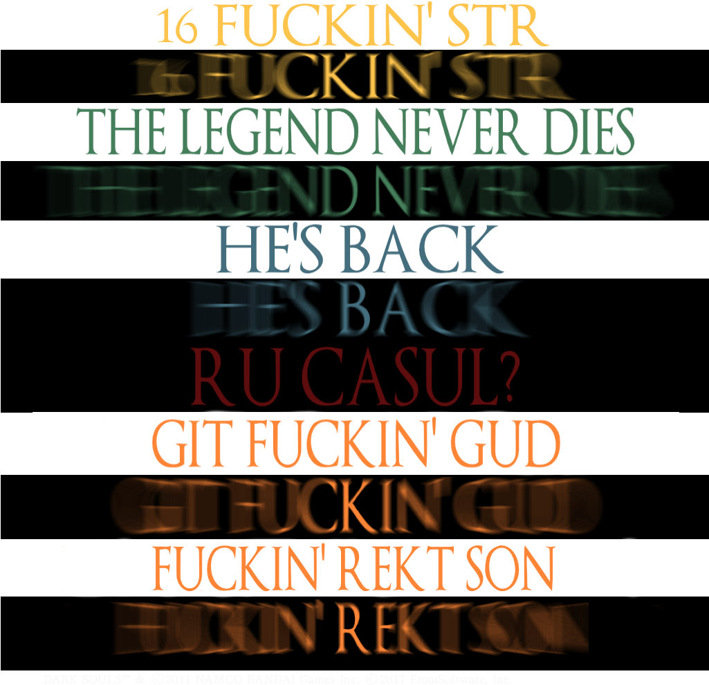 靈魂 桌布 壁紙 — 大膽的塗鴉風格文字，帶有「THE LEGEND NEVER DIES」和「GIT FUCKIN' GUD」等短語，以發光色彩疊加在黑色背景上。