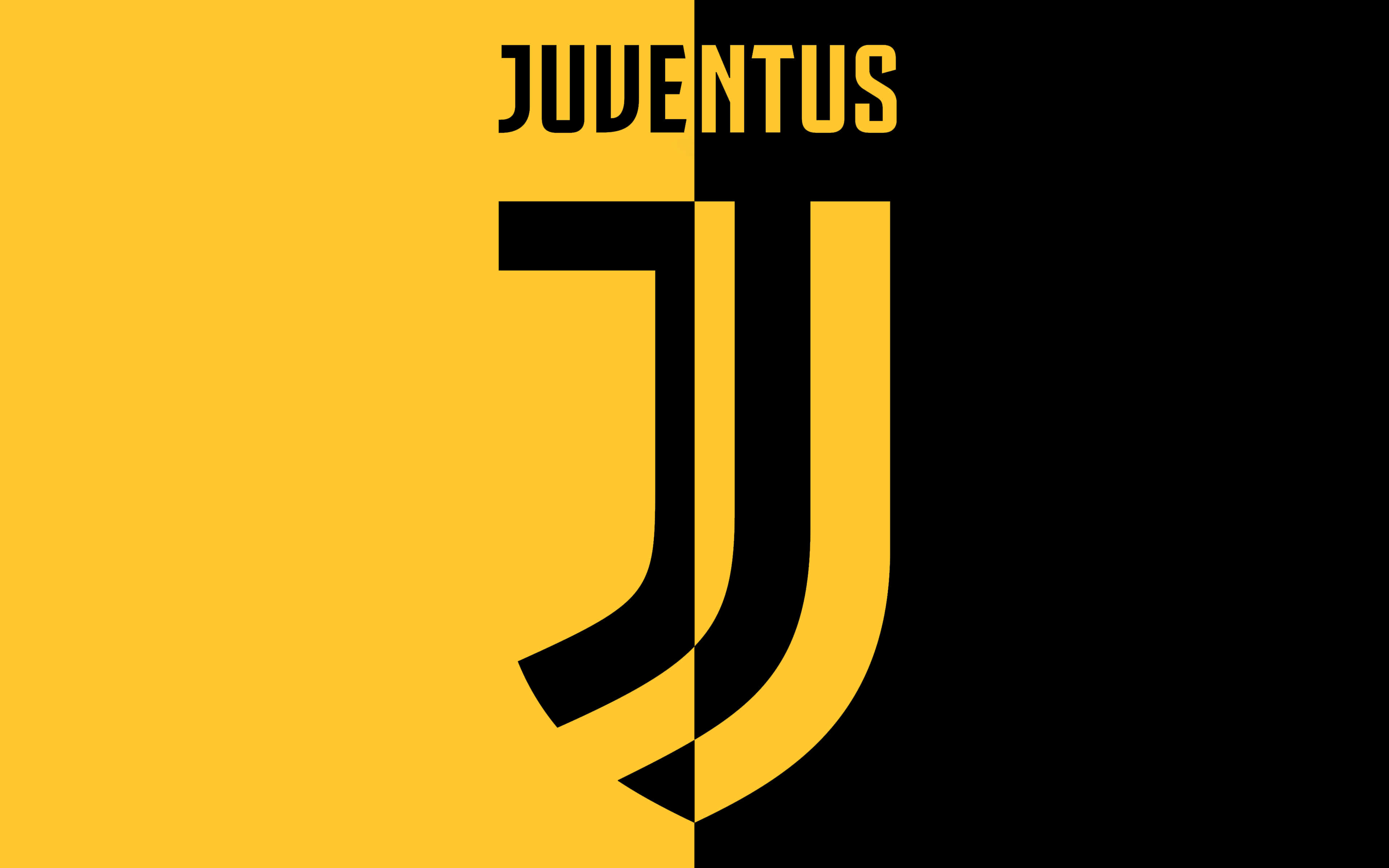 Juventus 桌布 壁紙 — 大膽的尤文圖斯標誌，以黑色和金色垂直分割，背景簡潔。