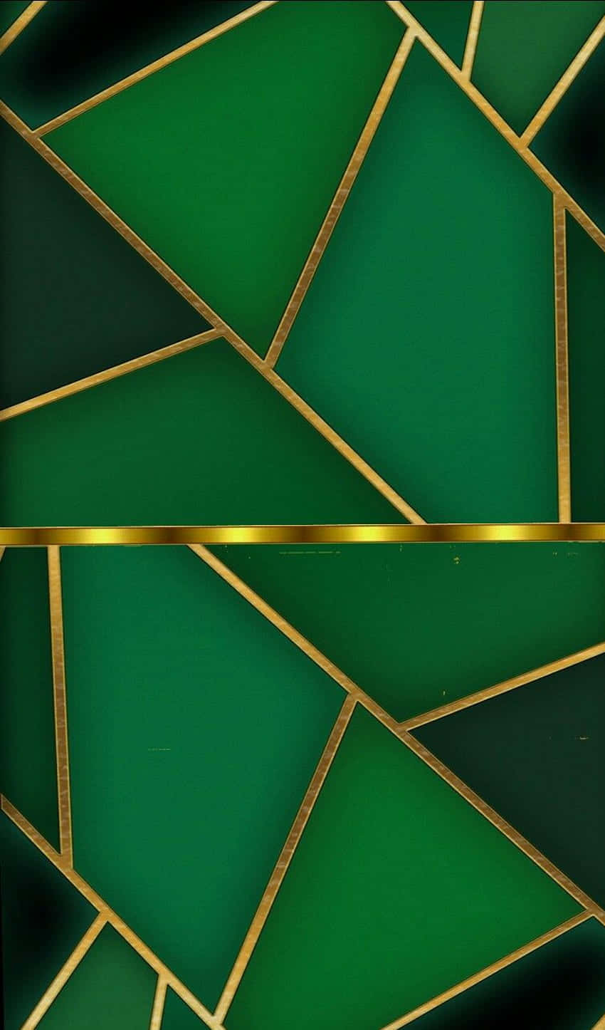 Emerald 桌布 壁紙 — 大膽的幾何圖案，祖母綠面板鑲嵌著閃閃發光的金色線條，構成現代抽象構圖。