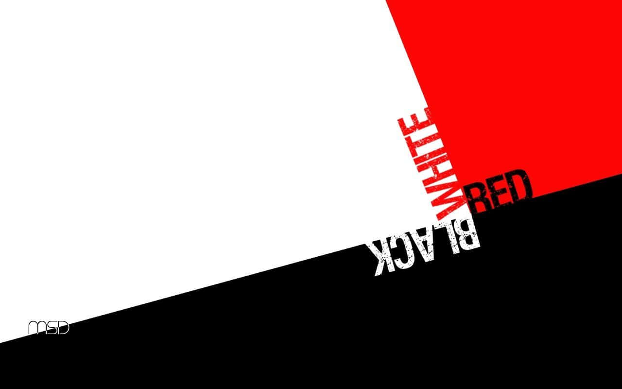 Red Black And White 桌布 壁紙 — 大膽的幾何圖案壁紙，帶有對角線黑色、白色和紅色區塊，每個顏色都有仿舊文字標籤。