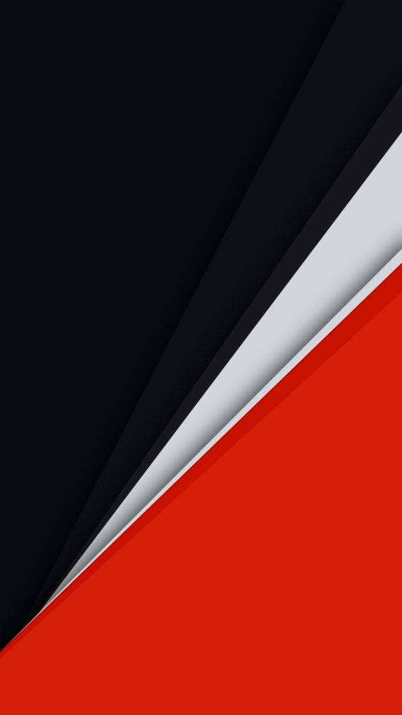 Android Material Design 桌布 壁紙 — 大膽的幾何壁紙，帶有黑色、灰色和鮮紅色的尖銳對角線條，營造出現代極簡主義構圖。