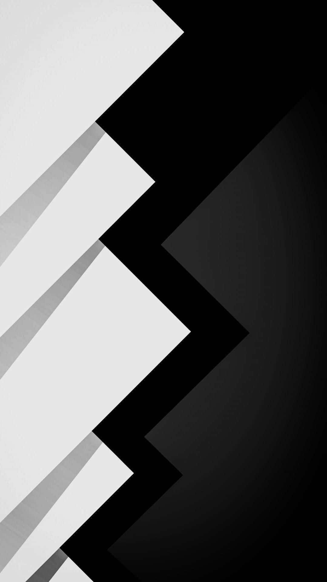 Minimalist Black And White 桌布 壁紙 — 大膽的幾何鋸齒圖案，以鮮明的黑、白、灰構成動態抽象構圖。
