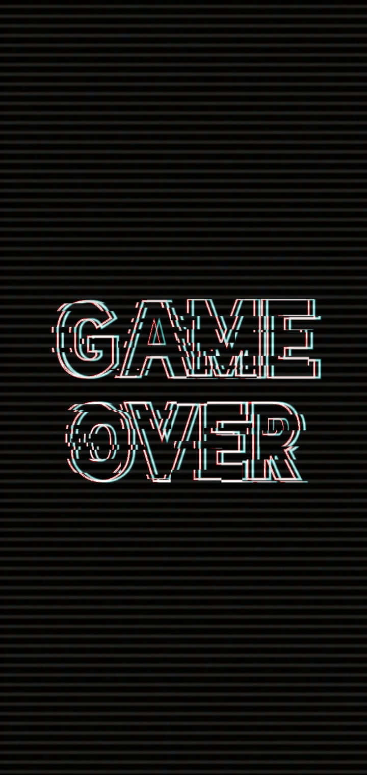 Dark Game Over 桌布 壁紙 — 大膽的故障風格遊戲結束文字在帶有水平掃描線的黑色背景上脈動。