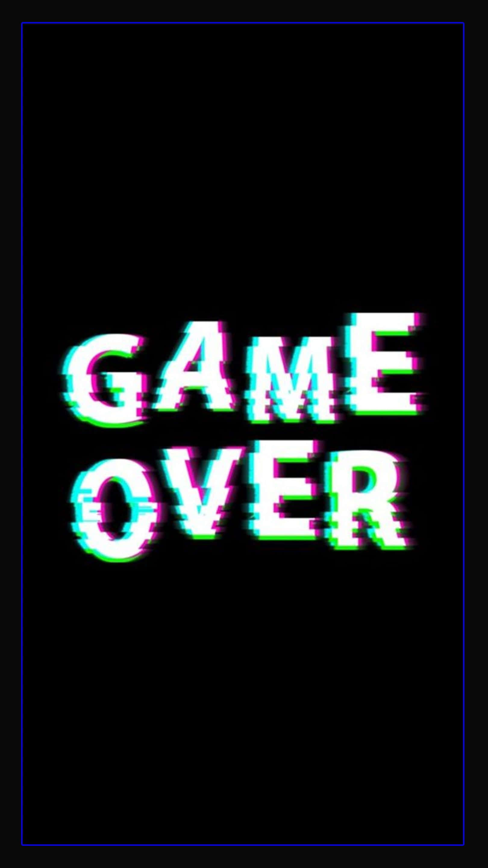Dark Game Over 桌布 壁紙 — 大膽的故障風格遊戲結束文字在黑色背景上以霓虹色彩脈動。
