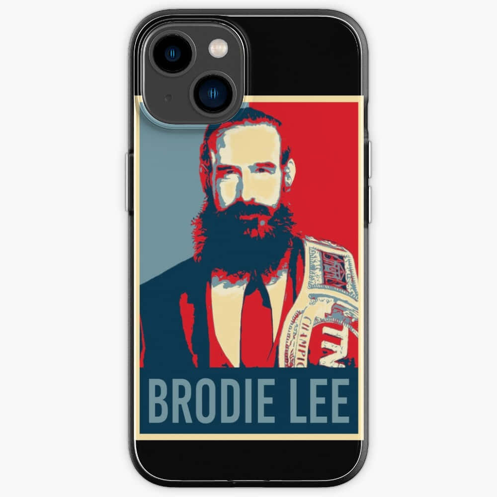 高清 桌布 壁紙 — 大膽的普普藝術肖像：Brodie Lee 帶著冠軍腰帶，背景為紅、藍、奶油色，印在手機殼上。