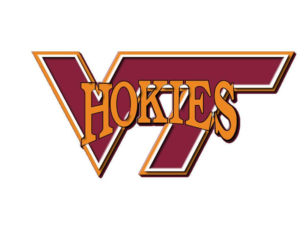 Virginia Tech 桌布 壁紙 — 大膽的栗色和金色維吉尼亞理工大學霍奇斯標誌，帶有風格化的 V 和正楷字母，背景為白色。