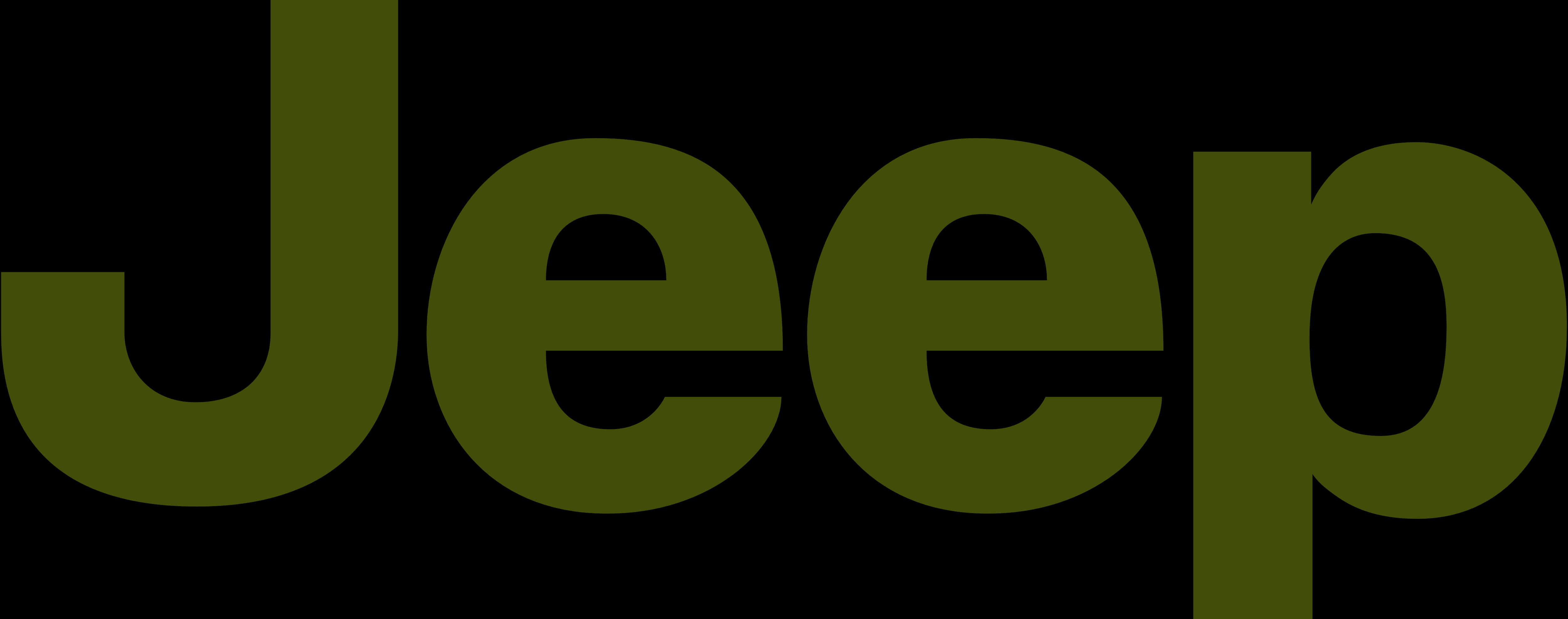 Jeep Logo 桌布 壁紙 — 大膽的橄欖綠色Jeep標誌在純黑色背景上顯得格外突出。