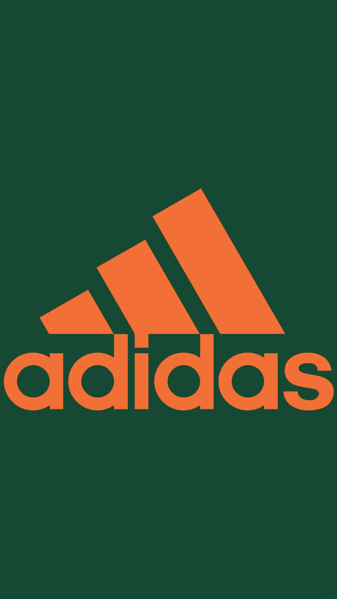 collaboration 桌布 壁紙 — 大膽的橙色 adidas 標誌搭配三條紋，在純深綠色背景上脫穎而出。