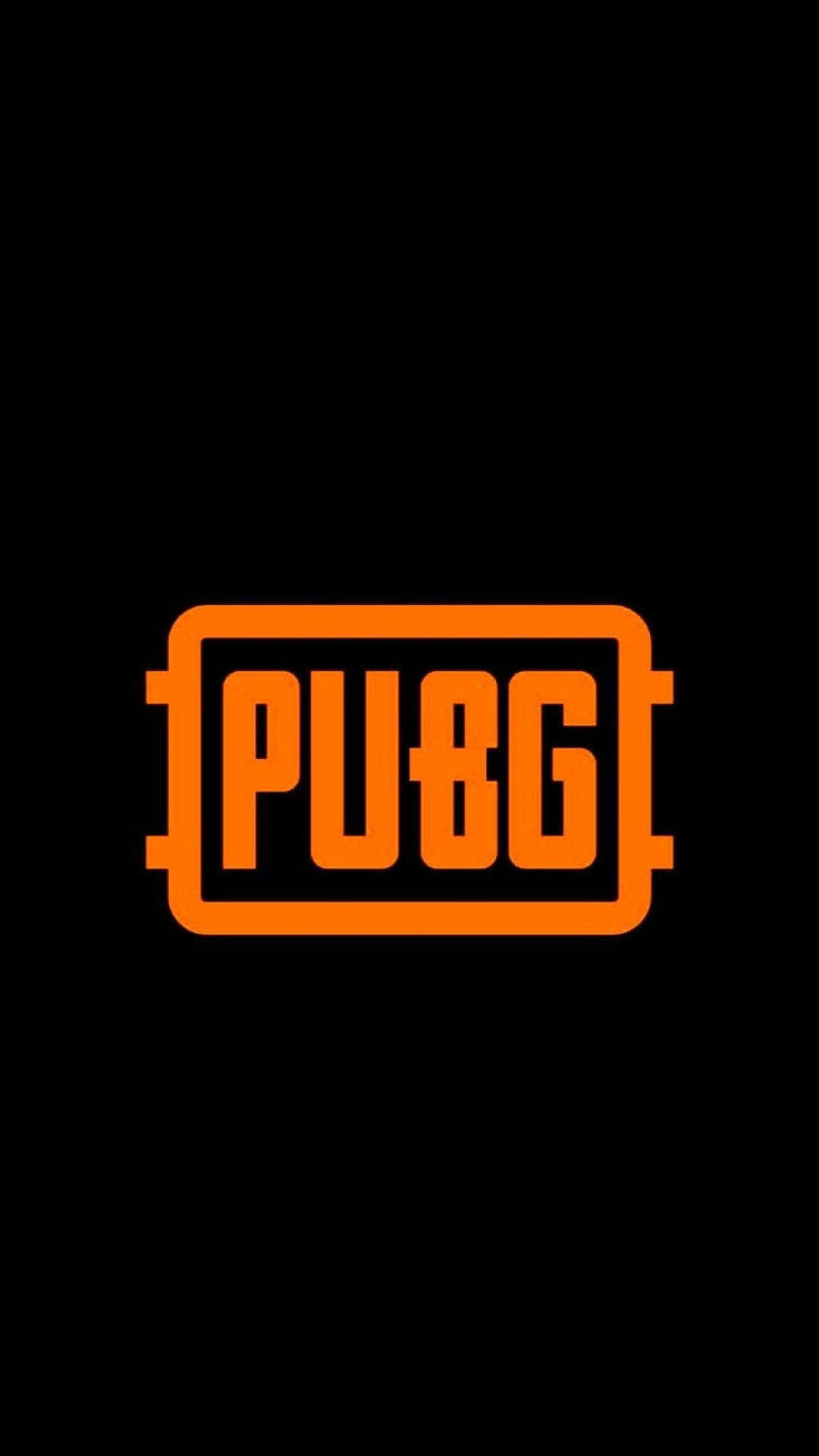 pubg mobile 桌布 壁紙 — 大膽的橙色 PUBG 標誌居中於純黑色背景上，設計簡潔極簡。
