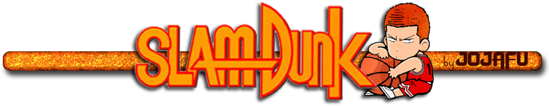 動漫 桌布 壁紙 — 大膽的橙色 'SLAM DUNK' 標誌，帶有閃閃發光的籃球條和手持球的動漫角色。