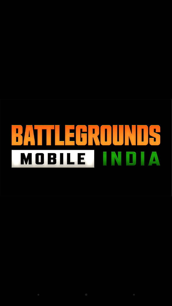 battleground india 桌布 壁紙 — 大膽的橙色、綠色和白色文字在黑色背景中央顯示「battlegrounds mobile india」。