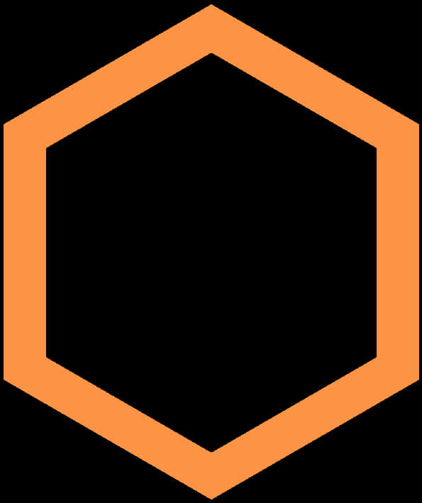 Geometric Shapes 桌布 壁紙 — 大膽的橙色六邊形輪廓在純黑色背景上顯得格外突出。