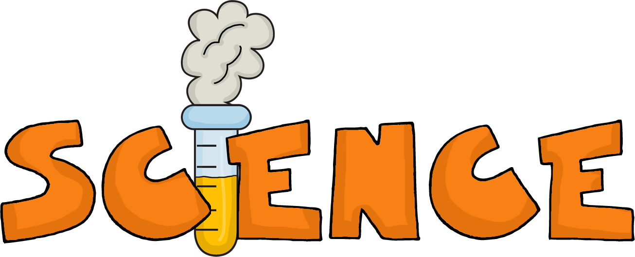 icon 桌布 壁紙 — 大膽的橙色卡通字母拼出science，用冒煙的試管代替字母I。