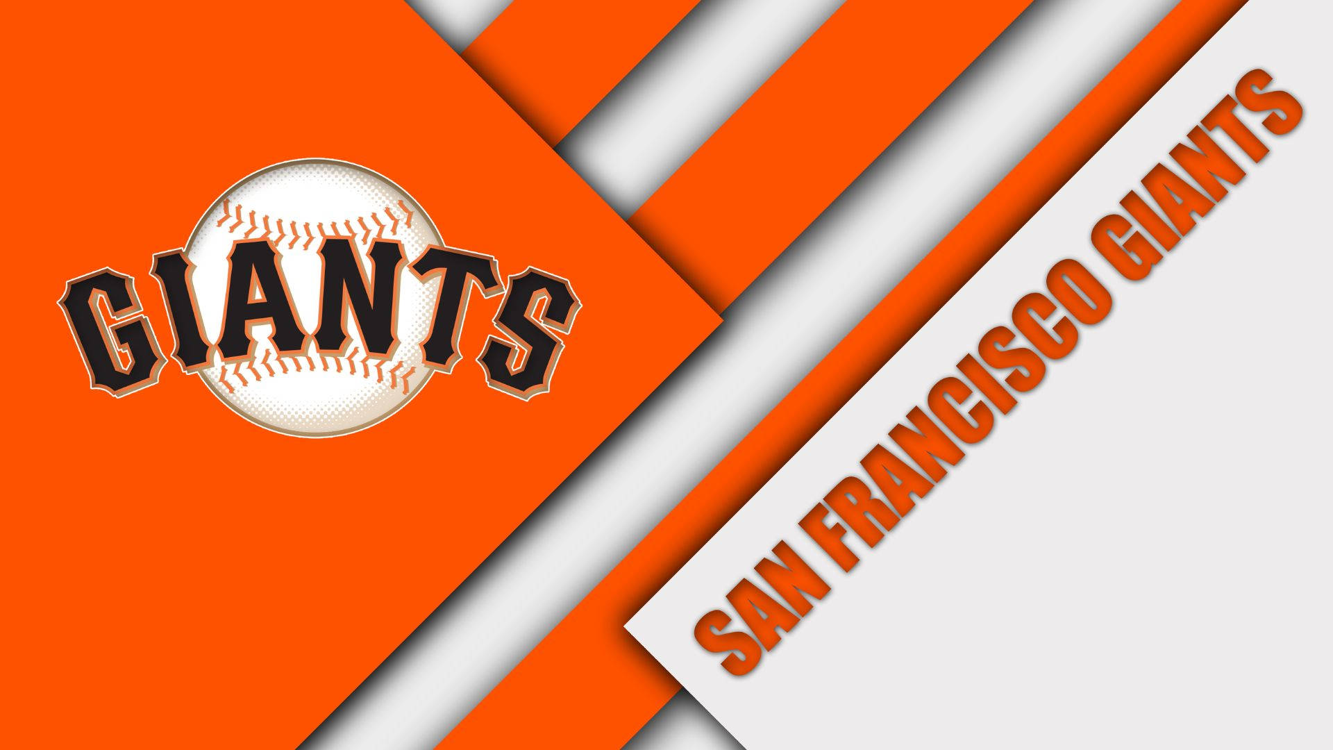 Giants 桌布 壁紙 — 大膽的橙色和白色對角線條框住了舊金山巨人隊的棒球標誌和隊名，呈現動態的圖形設計。