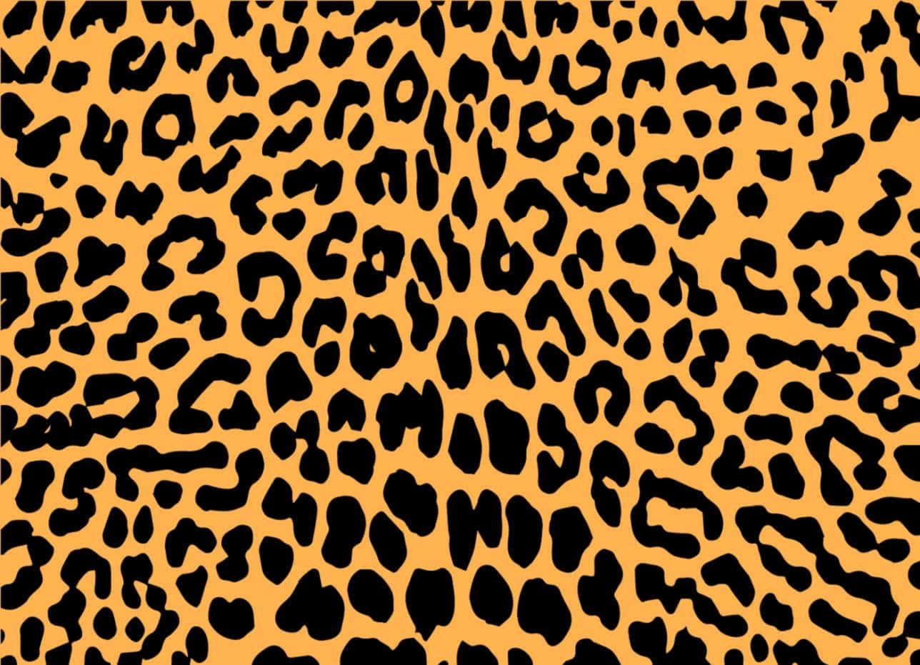Leopard Pattern 桌布 壁紙 — 大膽的橙色背景，覆蓋著黑色豹紋斑點，形成無縫重複圖案。