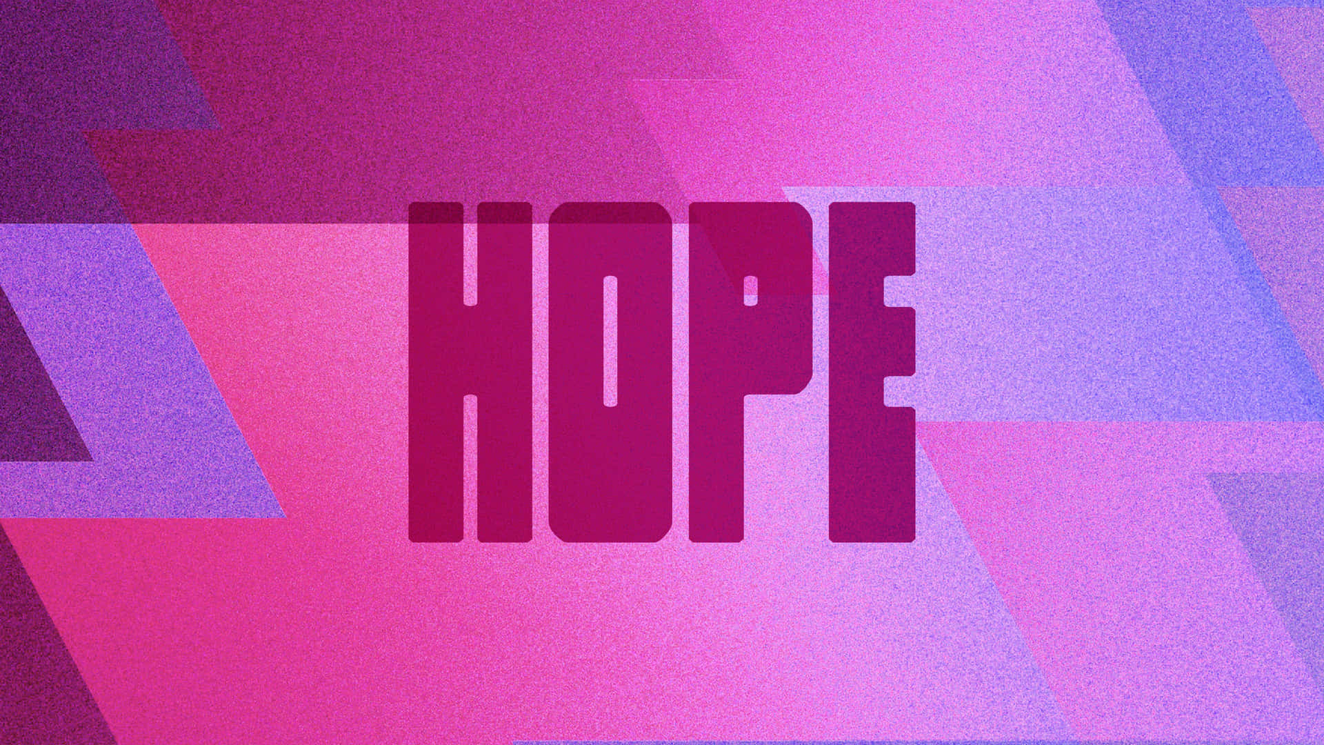 鮮豔的幾何背景，帶有大膽的洋紅色 HOPE 文字。 — 美學字眼 壁紙