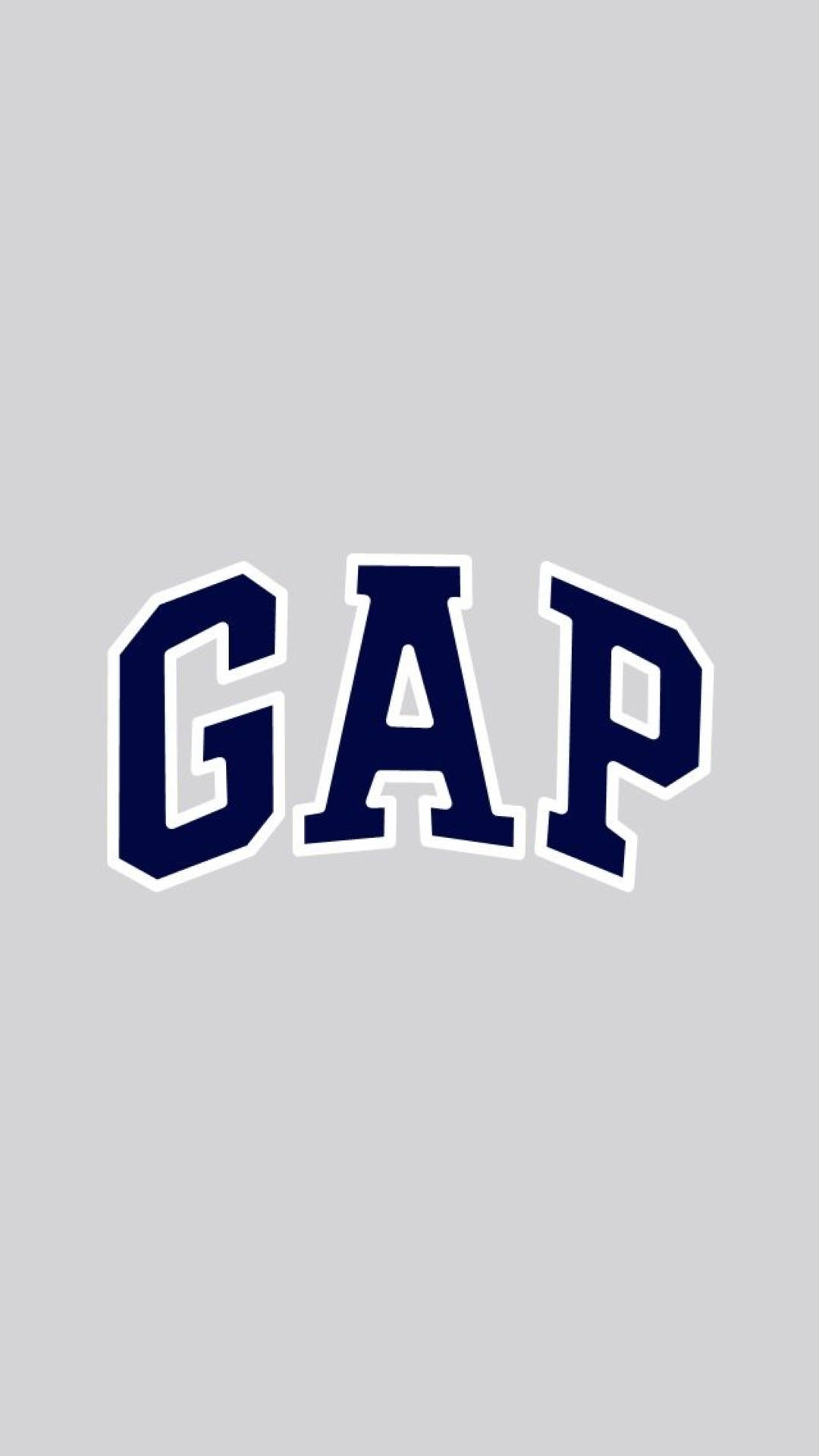 Gap 桌布 壁紙 — 大膽的海軍藍GAP標誌，帶白色輪廓，居中於純淺灰色背景上。