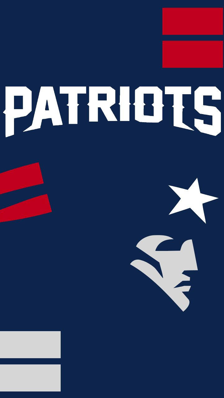 Patriots 桌布 壁紙 — 大膽的海軍藍壁紙，帶有白色 'PATRIOTS' 文字、紅色條紋和帶有球隊標誌的銀色星星。