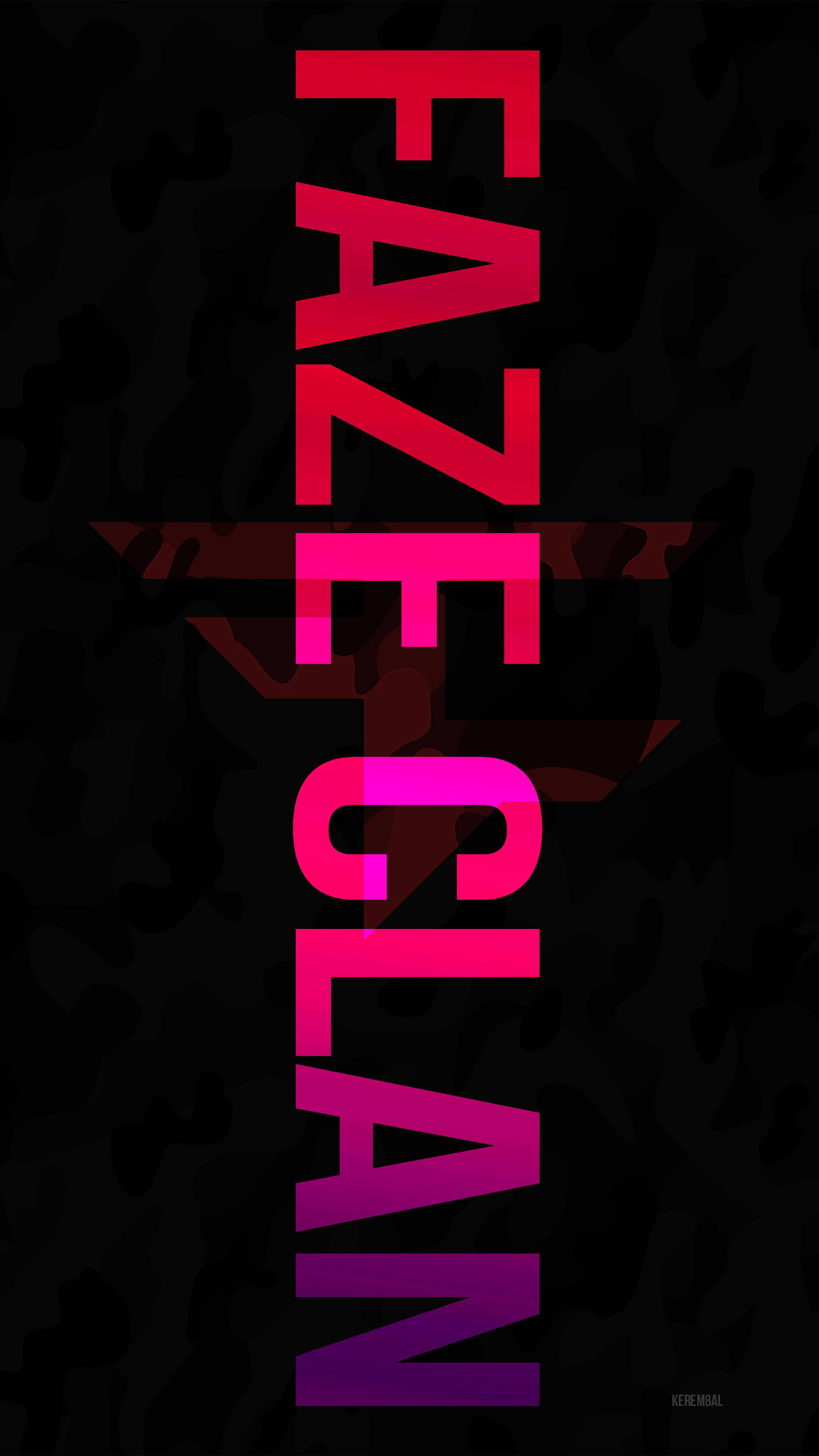 運動 桌布 壁紙 — 大膽的漸層粉紅和紫色 'FAZE CLAN' 文字在深色迷彩背景上脫穎而出。