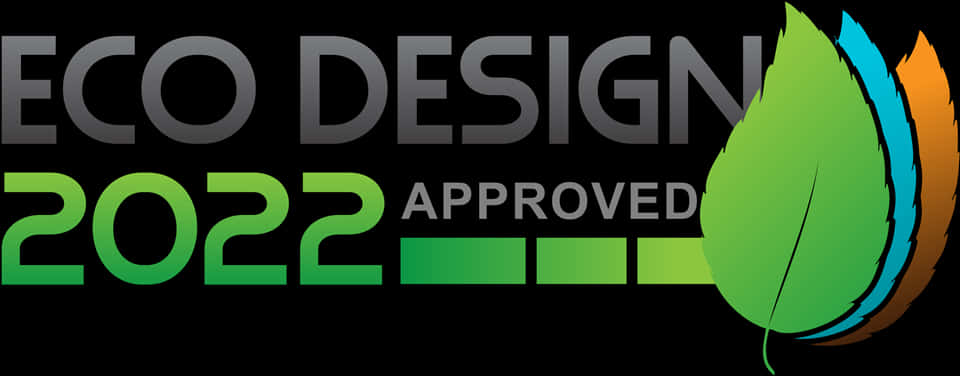 Graphics Design 桌布 壁紙 — 大膽的環保設計認證標誌，帶有漸變葉片和2022年，黑色背景。