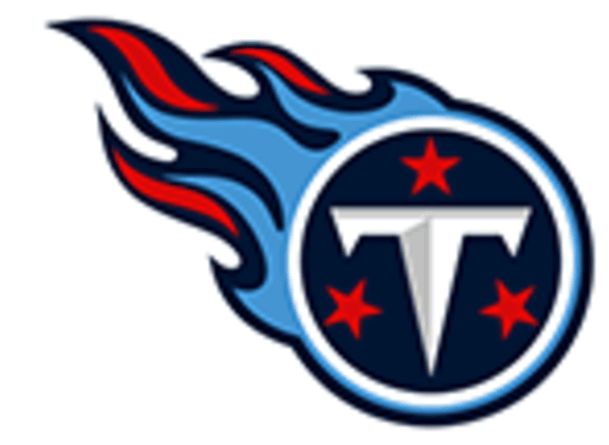 Tennessee Titans 桌布 壁紙 — 大膽的田納西泰坦標誌，藍色和紅色火焰設計圍繞白色T和三個紅色星星。