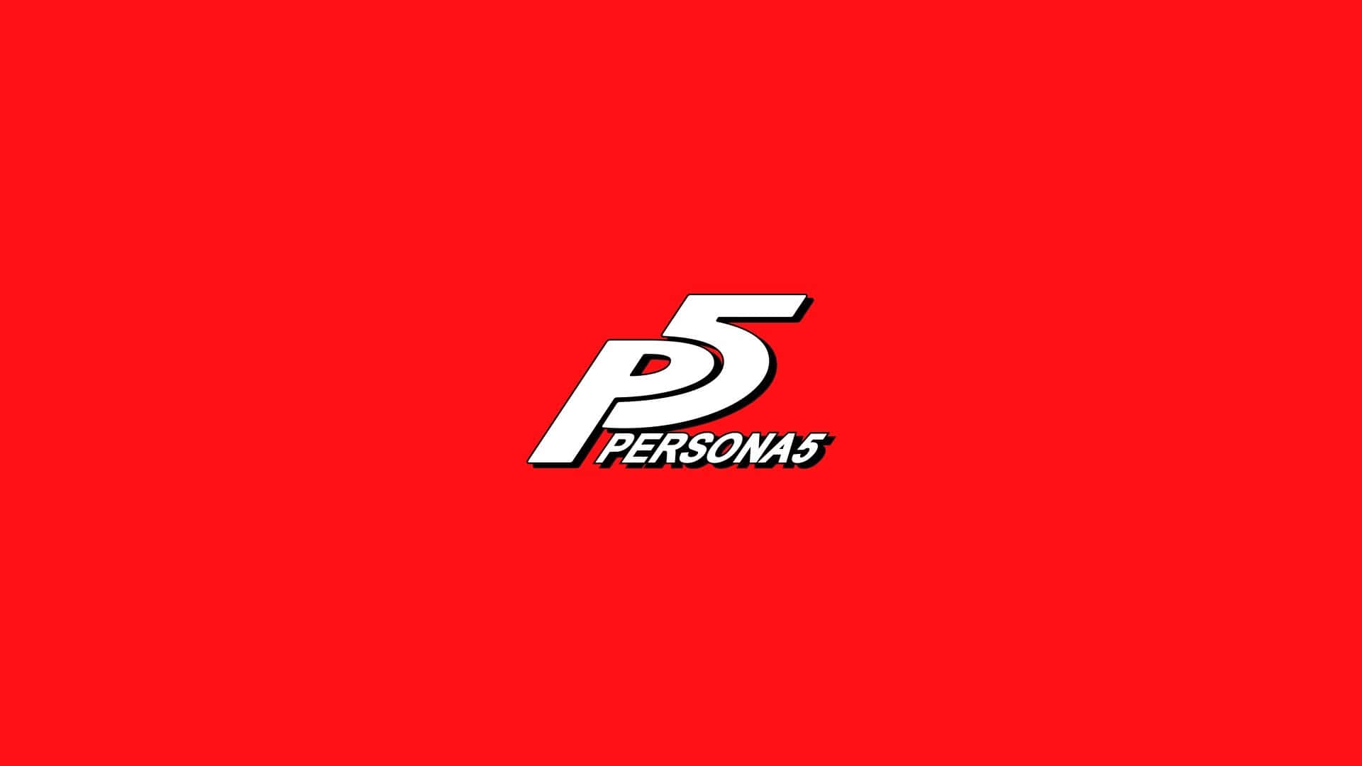桌布 壁紙 — 大膽的白色 Persona 5 標誌居中於純紅色背景上，邊緣乾淨銳利。
