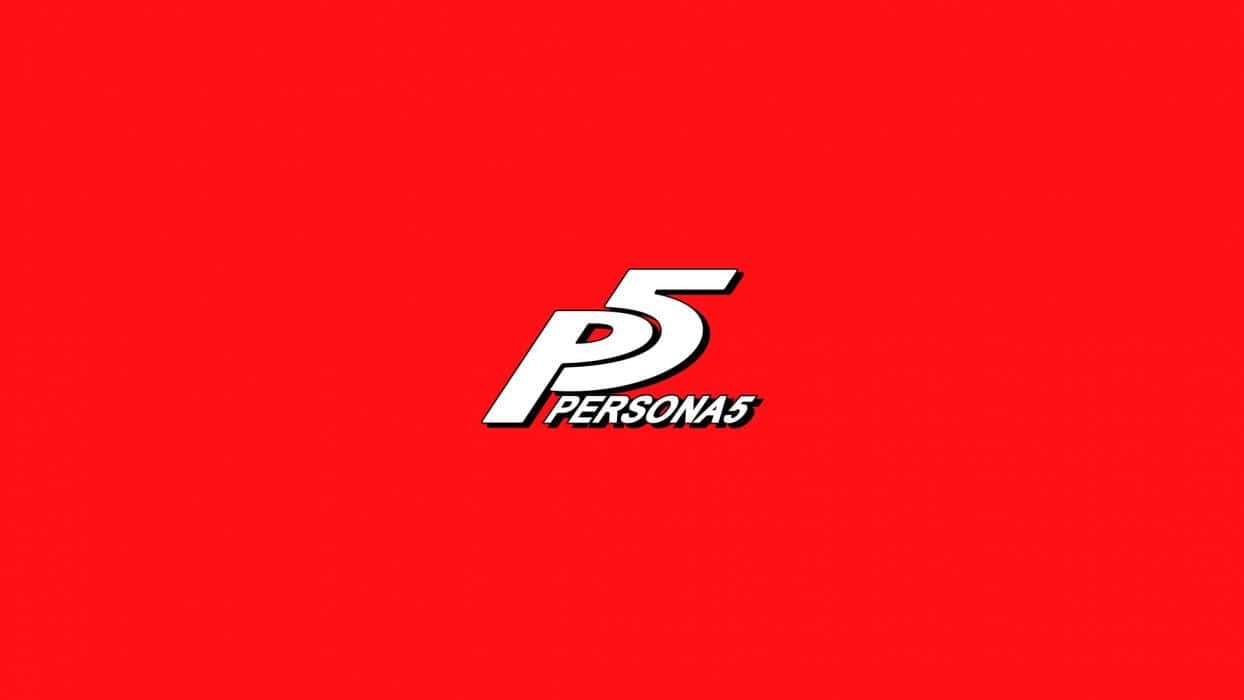 桌布 壁紙 — 大膽的白色 Persona 5 標誌居中在純紅色背景上，邊緣乾淨銳利。