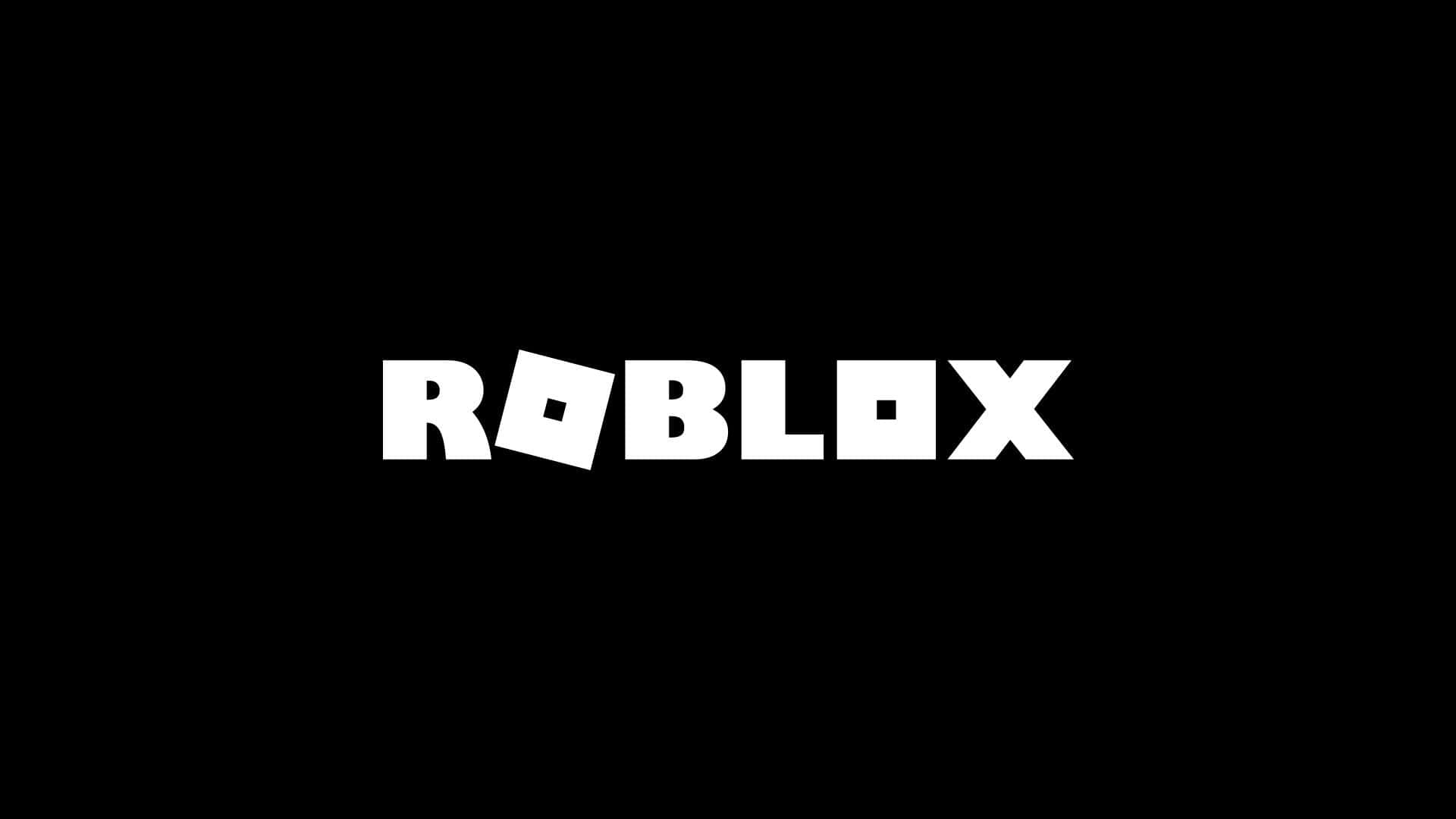 Roblox 桌布 壁紙 — 大膽的白色 Roblox 標誌居中在純黑色背景上，帶有塊狀幾何字體。