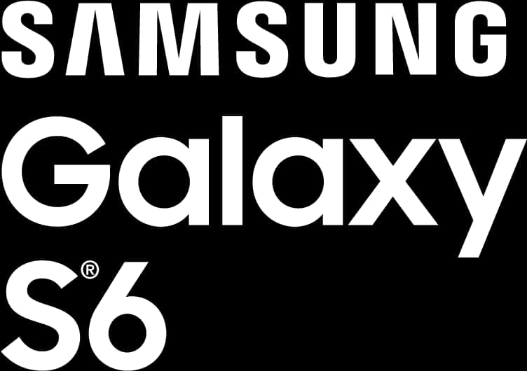 三星 桌布 壁紙 — 大膽的白色 Samsung Galaxy S6 文字標誌在純黑色背景上顯得格外突出。