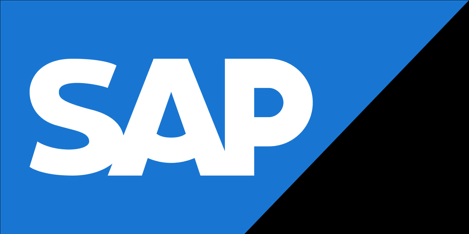 標誌 桌布 壁紙 — 大膽的白色 SAP 標誌居中於藍黑分割背景上。