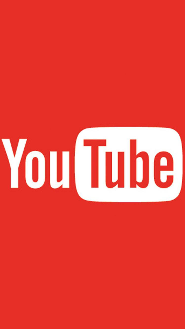 YouTube 桌布 壁紙 — 大膽的白色 YouTube 標誌居中於純紅色背景上，設計簡潔極簡。